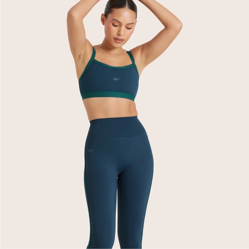SET Active Navy and Dark Teal Sports Bra - Picture 2 of 3